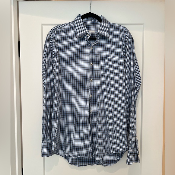 Peter Millar Men’s Gingham blue button down - L - Picture 1 of 5